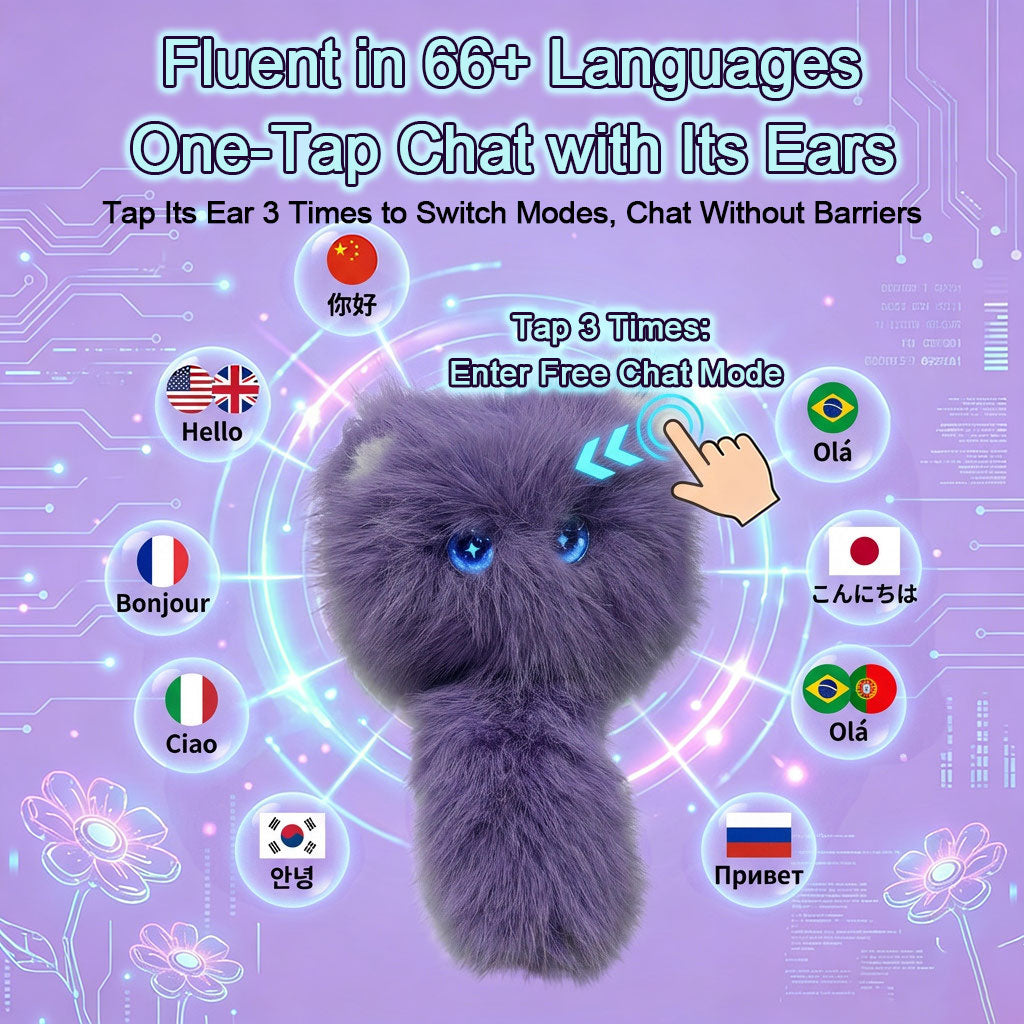 AI Scribble Cat Multilingual Talking Plush Toy Pet Cat Companion