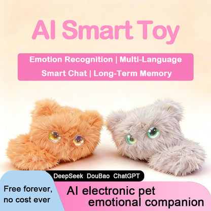 AI CuriousCat Multilingual Talking Plush Toy Pet Cat Companion