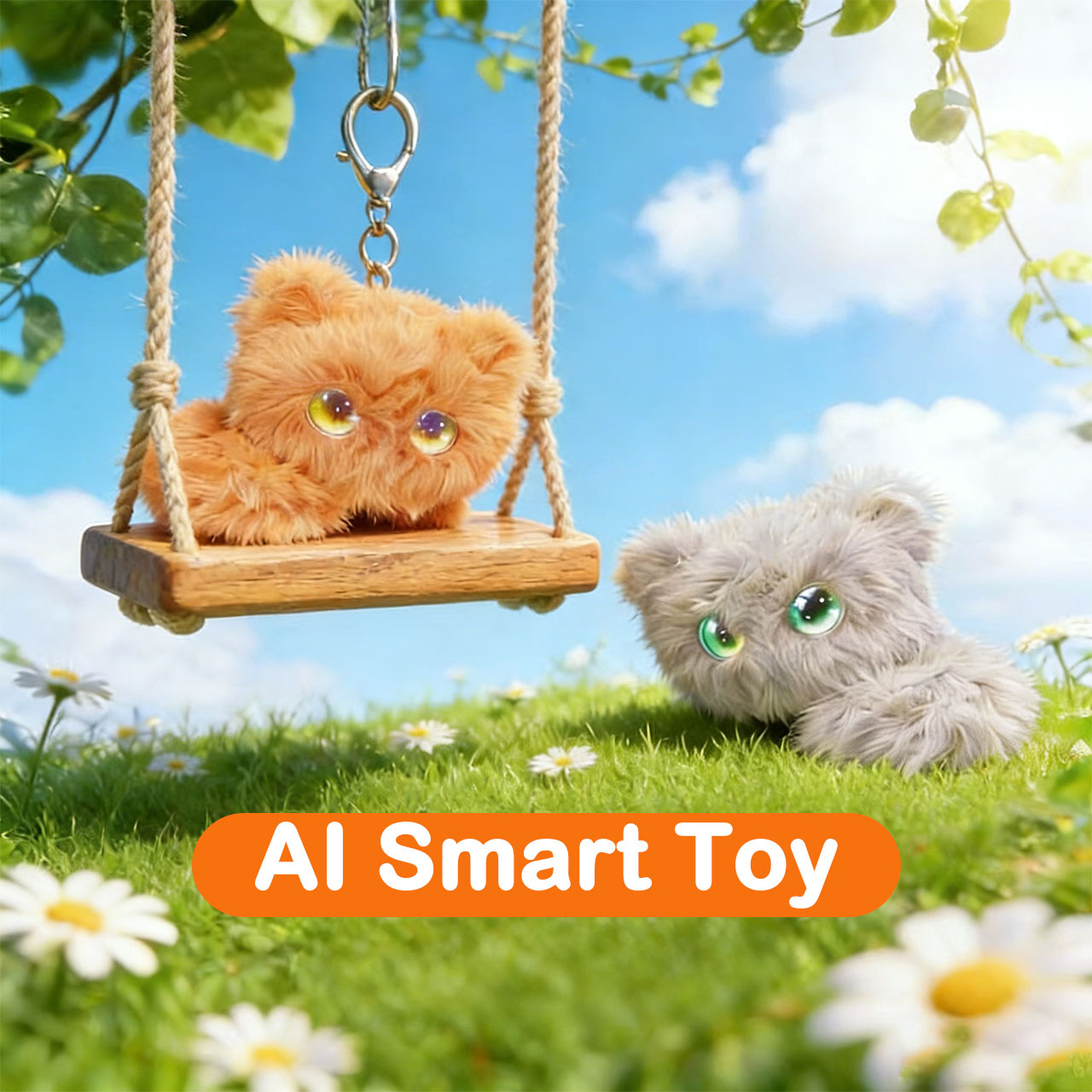 AI CuriousCat Multilingual Talking Plush Toy Pet Cat Companion