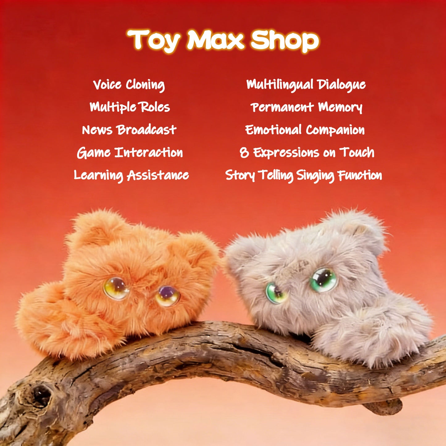 AI CuriousCat Multilingual Talking Plush Toy Pet Cat Companion
