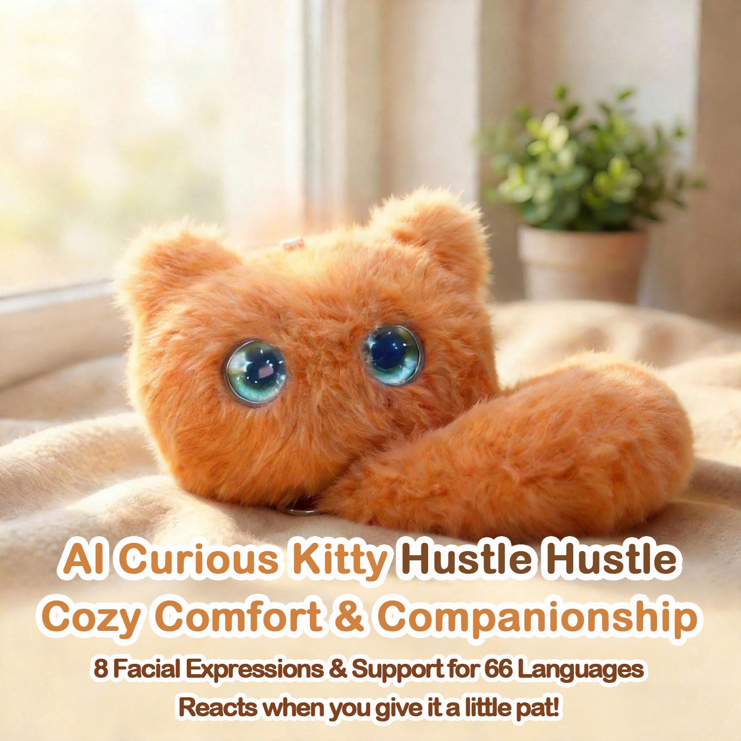 AI CuriousCat Multilingual Talking Plush Toy Pet Cat Companion