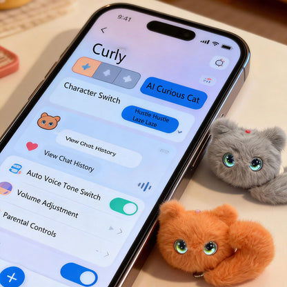 AI CuriousCat Multilingual Talking Plush Toy Pet Cat Companion