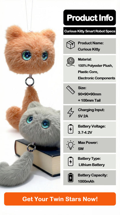 AI CuriousCat Multilingual Talking Plush Toy Pet Cat Companion